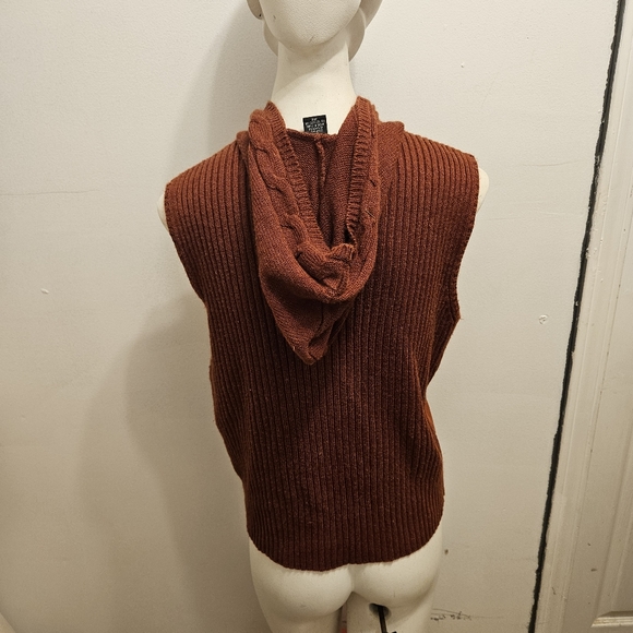 Leather Front Hooded Vest Planet & Company Sz M - Picture 4 of 7